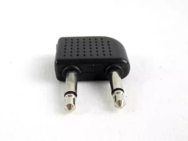 Lot of 2 Black 3.5mm Headphone Aux Adapters for Aviation Use