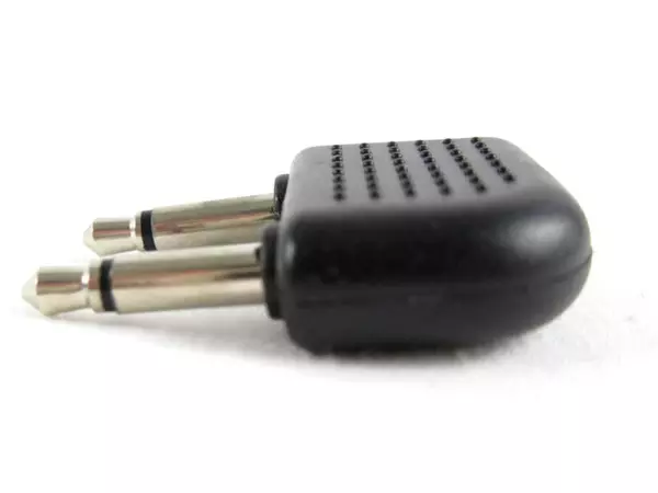 Lot of 2 Black 3.5mm Headphone Aux Adapters for Aviation Use