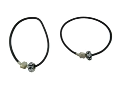 Lot of 2 Women's Black Fashion Bracelets with Floral Charms & Gift Bags