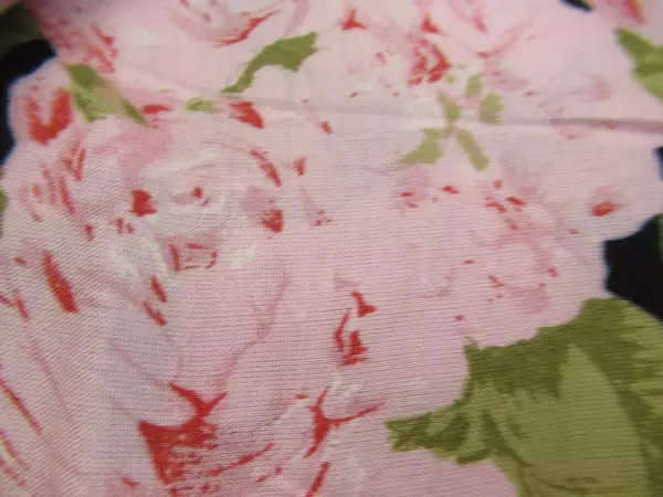 Vtg Burlington Studio Floral Fabric Panel Black Pink 80"x43" Remnant