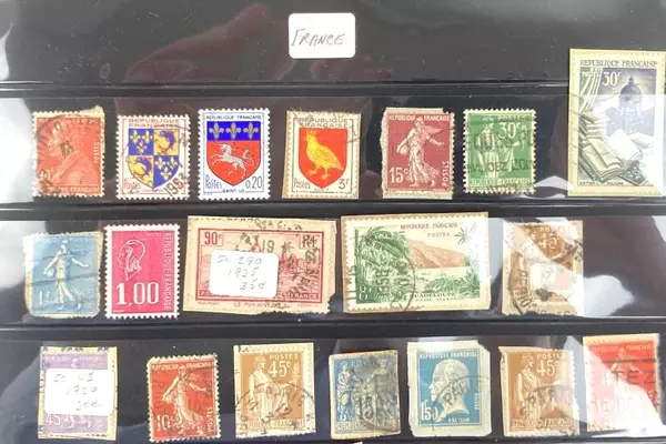 Lot of 25 Used French Postage Stamps 1920s+ Fair Condition Collection