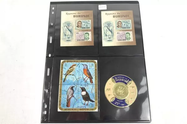 Lot of 9 Vintage 1965-66 Burundi Stamps MNH VF JFK Rwagasore Coin Stamp