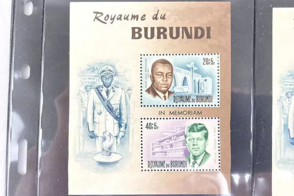 Lot of 9 Vintage 1965-66 Burundi Stamps MNH VF JFK Rwagasore Coin Stamp