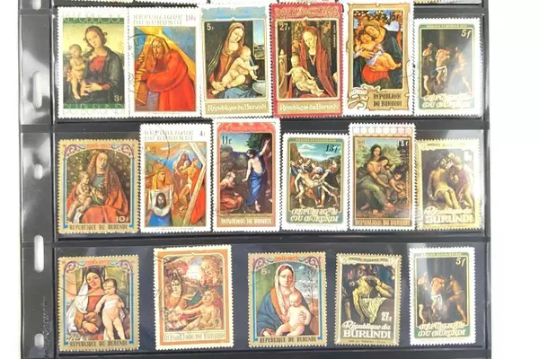 Lot of 27 Vintage Burundi Christmas Stamps 1960s-70s Jesus & Virgin Mary VF-F