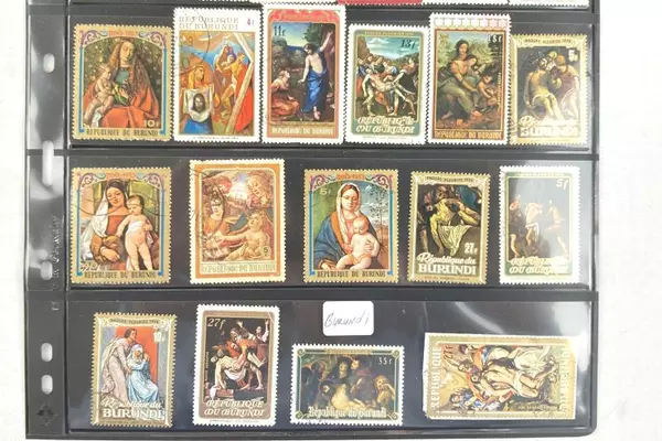 Lot of 27 Vintage Burundi Christmas Stamps 1960s-70s Jesus & Virgin Mary VF-F