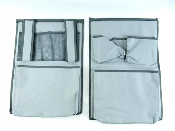 Lot of 2 Gray Canvas Closet Organizers with Straps & Pockets - Pre-owned