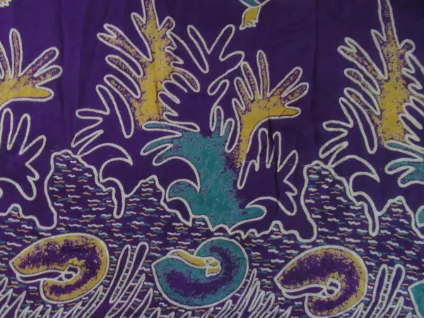 Purple Batik Shawl Wrap Floral Fish Design Fringe Ends 100% Rayon India