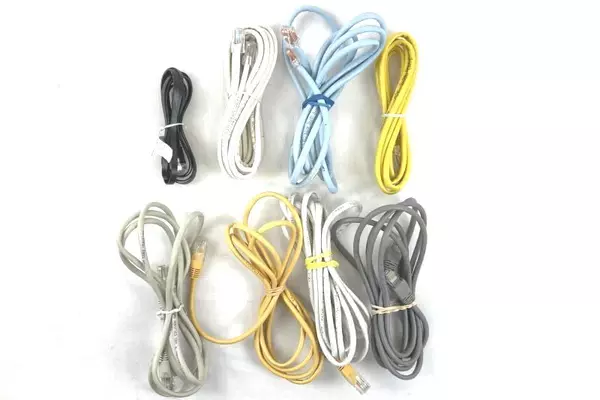 Lot of 8 Ethernet Cables CAT5 & Various Lengths Pre-Owned Networking