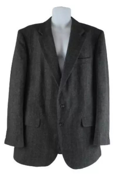 John Peel Men's Suit Jacket 42L Dark Gray Herringbone, Classic Fit