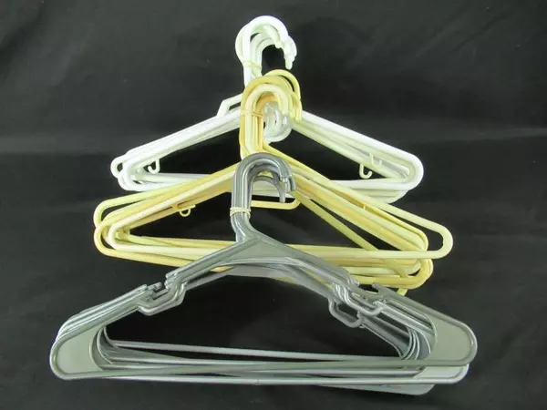 Lot of 29 Standard Size Gray White Plastic Hangers for Shirts & Pants