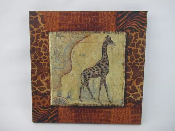 Giraffe World Map Canvas Art Print Safari Animal Décor 12x12 Inches