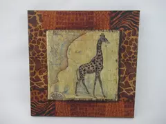 Giraffe World Map Canvas Art Print Safari Animal Décor 12x12 Inches