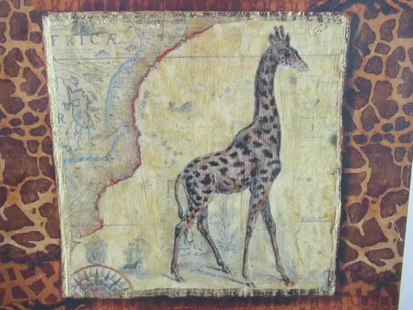 Giraffe World Map Canvas Art Print Safari Animal Décor 12x12 Inches