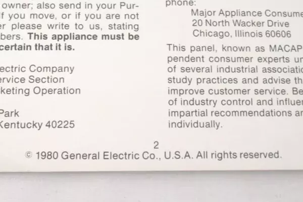 1980 GE Jet 130 Microwave Oven Owner's Manual - Vintage Good Condition