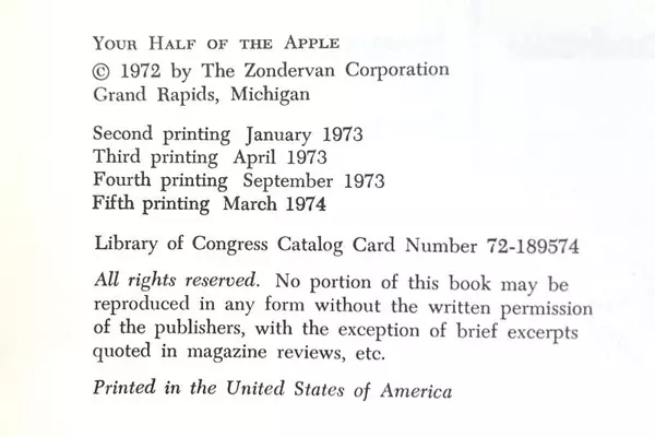 Gini Andrews Your Half of the Apple God & the Single Girl 1972 Vintage Book