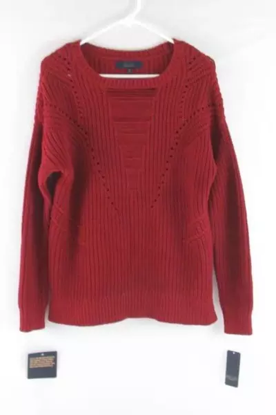 Rachel Roy Women's NWT Cable Knit Cut Out Sweater Size S October Redwood