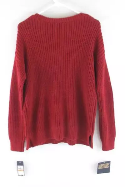 Rachel Roy Women's NWT Cable Knit Cut Out Sweater Size S October Redwood