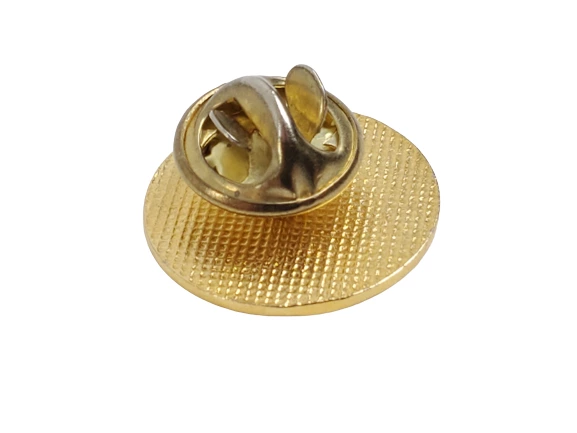 Vintage Gold Tone Family Crest Pin with Periwinkle Blue Background 0.5"