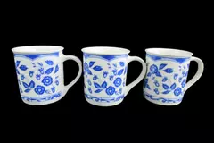 Cooks Club Englishtown Lot of 3 Blue Floral Ceramic Mugs