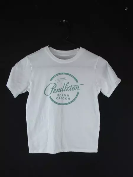 Pendleton OR Kids Tee Shirt Size 7/8 White Green Graphic Short Sleeve T-Shirt