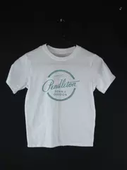 Pendleton OR Kids Tee Shirt Size 7/8 White Green Graphic Short Sleeve T-Shirt