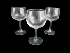 Lot of 3 Clear Crystal Wine Glasses 7.5" Tall Goblets 