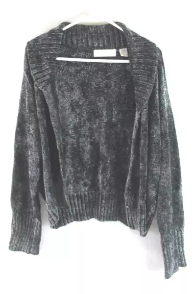 Dana Buchman Women's Large Black Silver Button Cardigan Sweater - Very Good