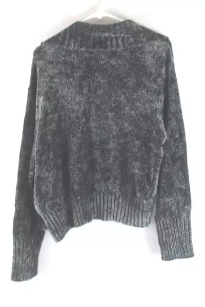 Dana Buchman Women's Large Black Silver Button Cardigan Sweater - Very Good