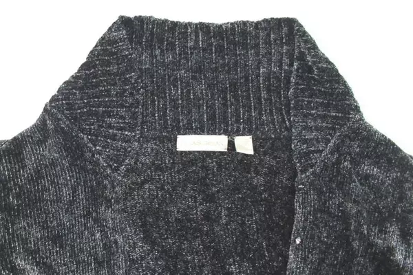 Dana Buchman Women's Large Black Silver Button Cardigan Sweater - Very Good