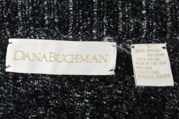 Dana Buchman Women's Large Black Silver Button Cardigan Sweater - Very Good