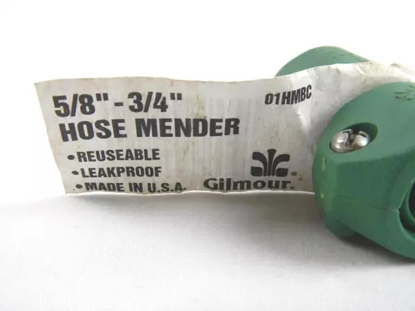 Gilmour 5/8" to 3/4" Hose Mender Coupler Green Reusable Leakproof