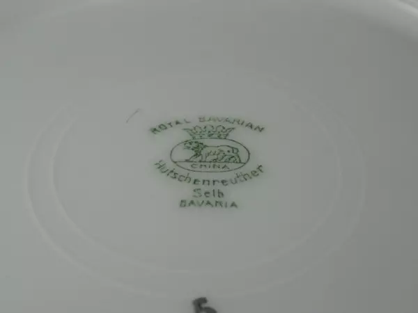 Lot of 3 Hutschenreuther White Dinner Plates Green Gold Edge Royal Bavarian Selb