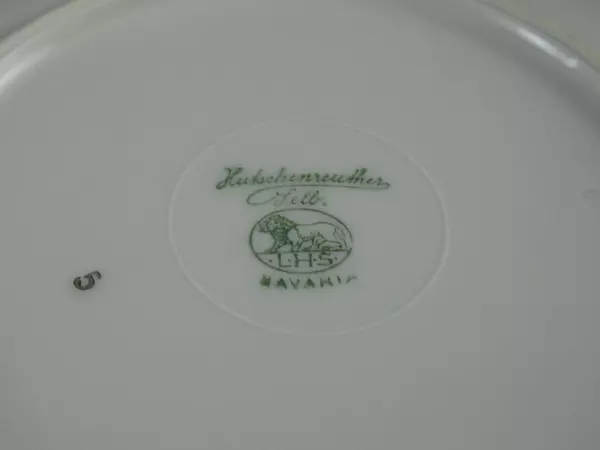 Lot of 3 Hutschenreuther White Dinner Plates Green Gold Edge Royal Bavarian Selb