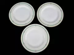 Hutschenreuther Bavaria Bread Plates Set of 3 Green Gold Trim 7"