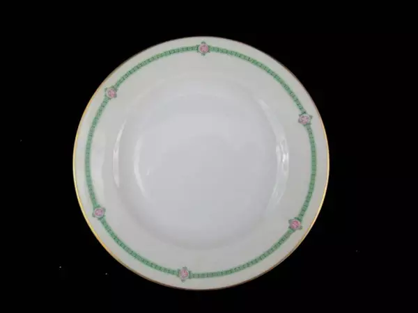 Hutschenreuther Bavaria Bread Plates Set of 3 Green Gold Trim 7"