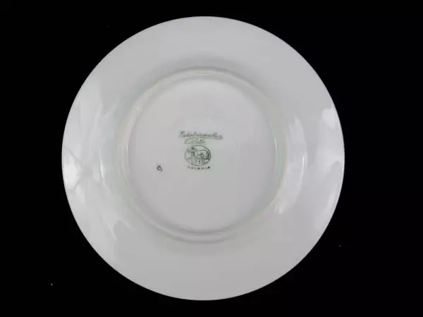 Hutschenreuther Bavaria Bread Plates Set of 3 Green Gold Trim 7"