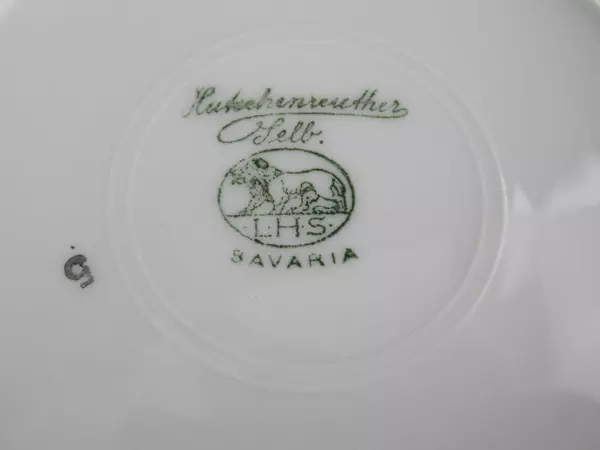 Hutschenreuther Bavaria Bread Plates Set of 3 Green Gold Trim 7"