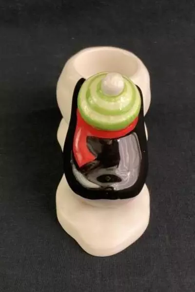 Hallmark Penguin Tea Light Candle Holder Ceramic Christmas Decor 4x6in