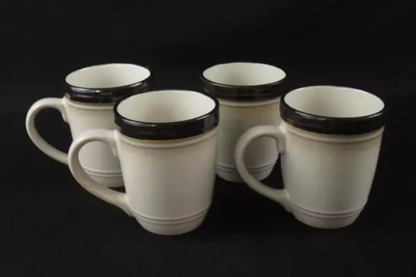 Set of 4 Gourmet Basics 10oz Coffee Mugs Bailey Brown Dishwasher Microwave Safe