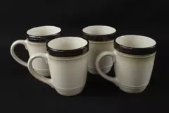 Set of 4 Gourmet Basics 10oz Coffee Mugs Bailey Brown Dishwasher Microwave Safe