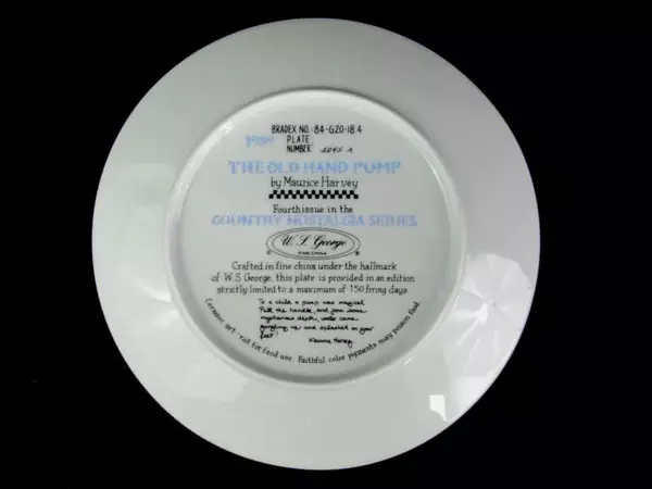 W.S. George 1989 "The Old Hand Pump" Collector Plate w/ COA by Maurice Harvey