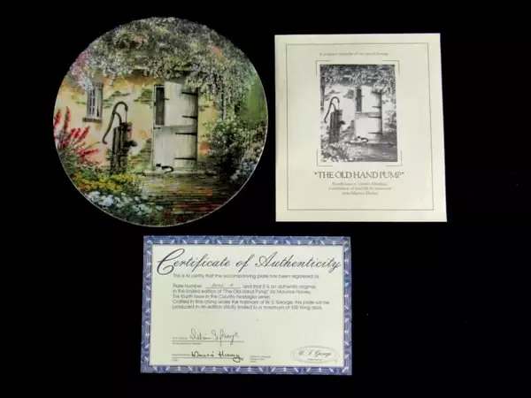 W.S. George 1989 "The Old Hand Pump" Collector Plate w/ COA by Maurice Harvey