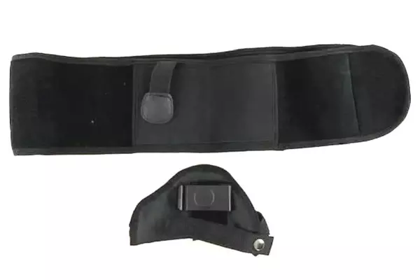 Black Belly Band Concealed Carry Belt with Universal Holster Size Fits Most