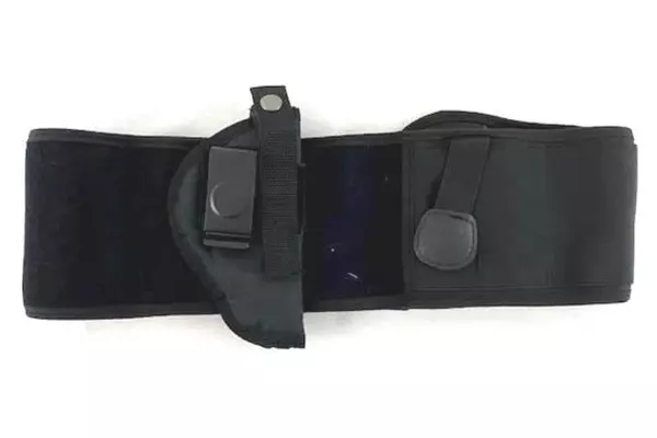 Black Belly Band Concealed Carry Belt with Universal Holster Size Fits Most