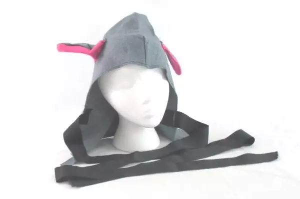 Handmade Gray Elephant Hat with Pink Ears - Unique Costume Accessory
