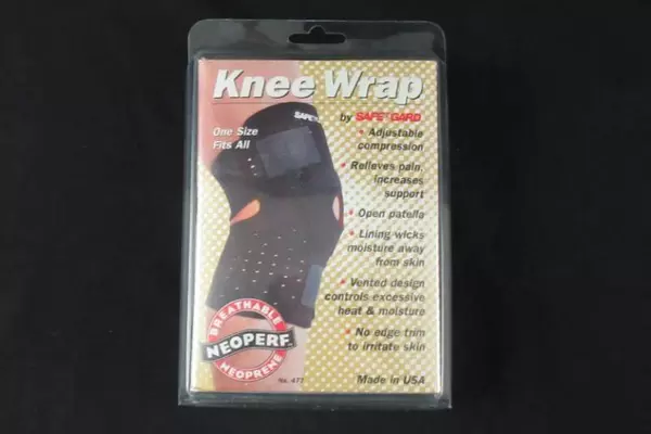SafeGard Knee Wrap Adjustable Neoperf Support - Pre-Owned, Breathable Black