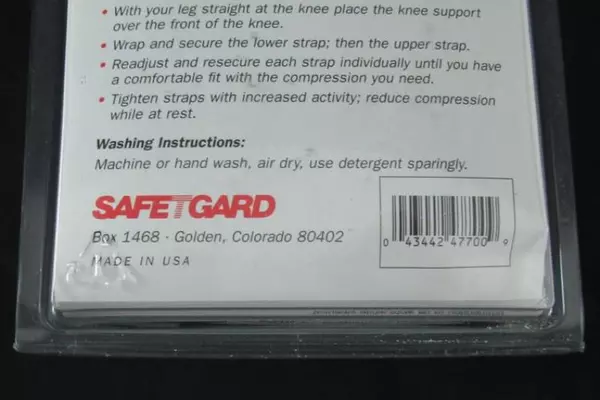 SafeGard Knee Wrap Adjustable Neoperf Support - Pre-Owned, Breathable Black