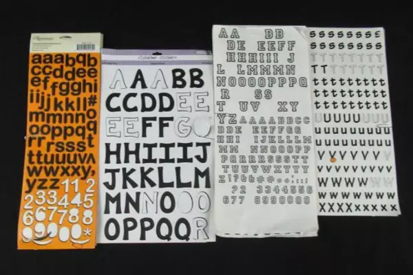Lot of Black & White Alphabet Stickers for DIY Crafts - Partial Sheets