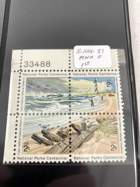 Lot of 4 US Plate Block Stamps 1971-72 MNH MacArthur Wildlife National Parks