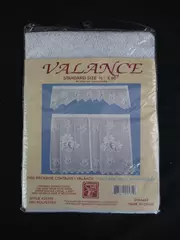 Vintage American Crafts White Floral Valance 60” x 16” Sealed Home Decor